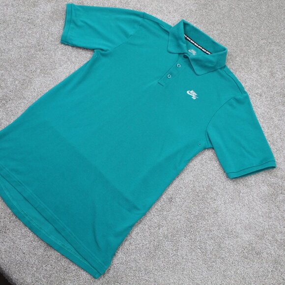 Nike SB Pique Polo Shirt Men Small Green Dri-Fit Vented Cotton/Poly S/S Pullover - Picture 3 of 15